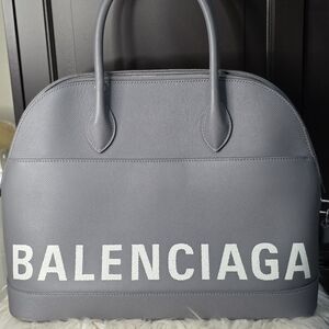 Balenciaga Ville Top Handle S Logo Leather Gray Satchel Shoulder Bag
